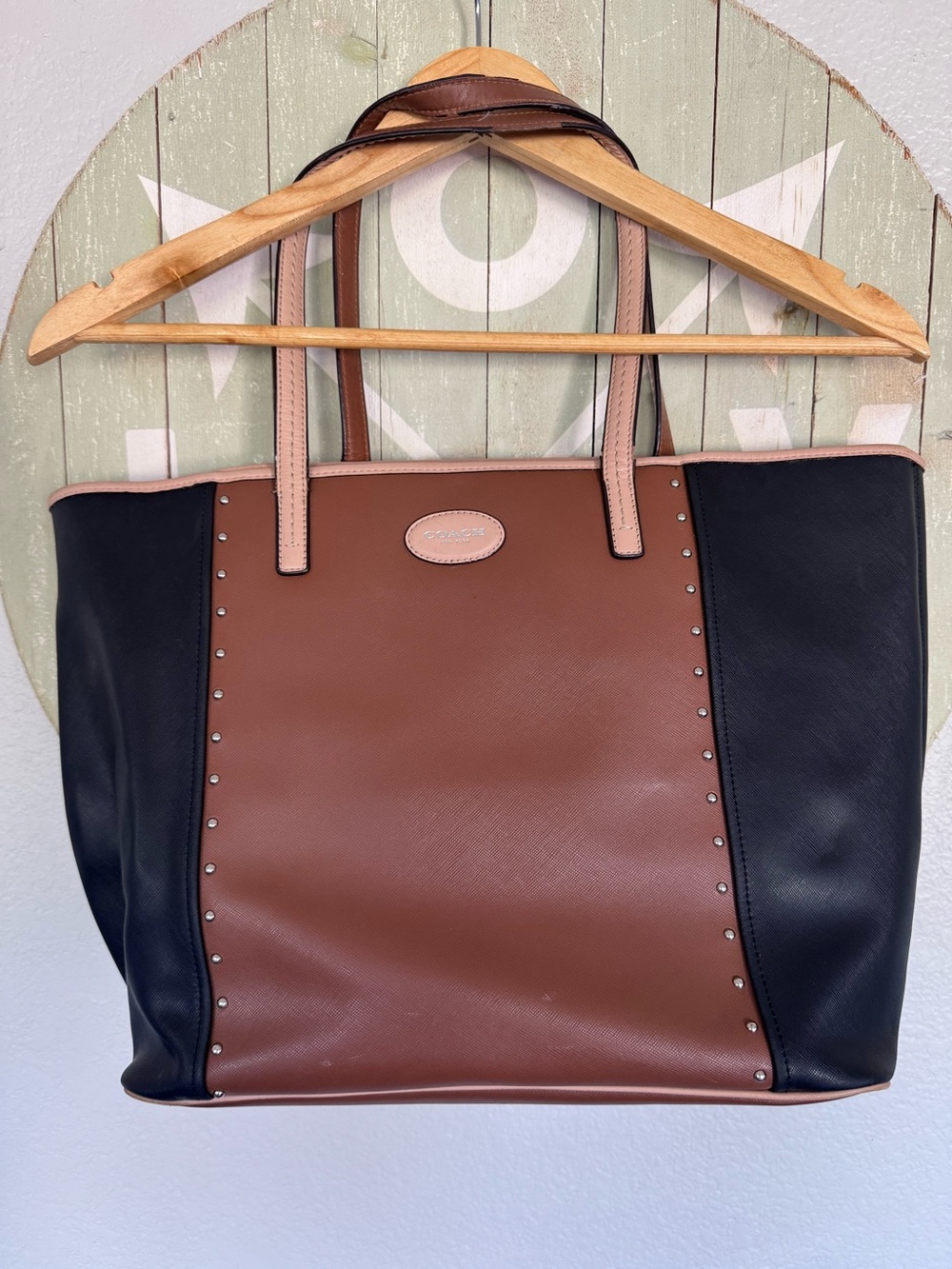 Vintage Authentic coach colorblock tote saffiano leather
